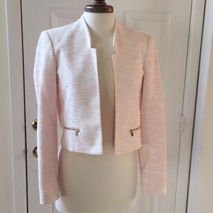Calvin Klein pale pink tweed cropped jacket NWOT